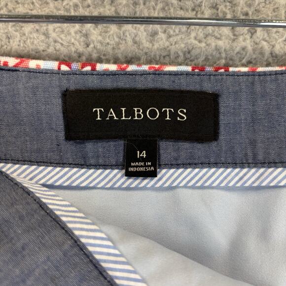 Talbots Canvas A-Line Skirt 14 Red Cotton Blend Above Knee Mediterranean Tile - Picture 3 of 9